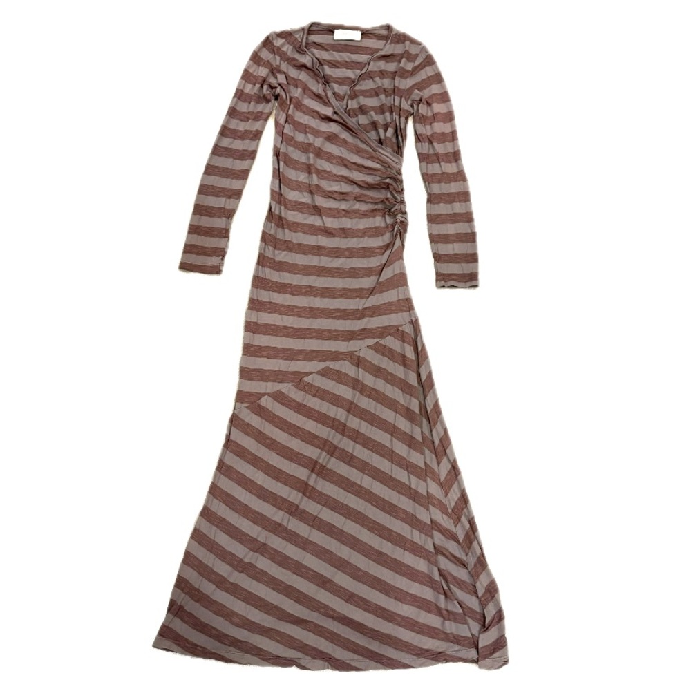 Woo. Made in California 2000’s Vintage Stripe Maxi Dresss Asymmetrical Seam Wrap